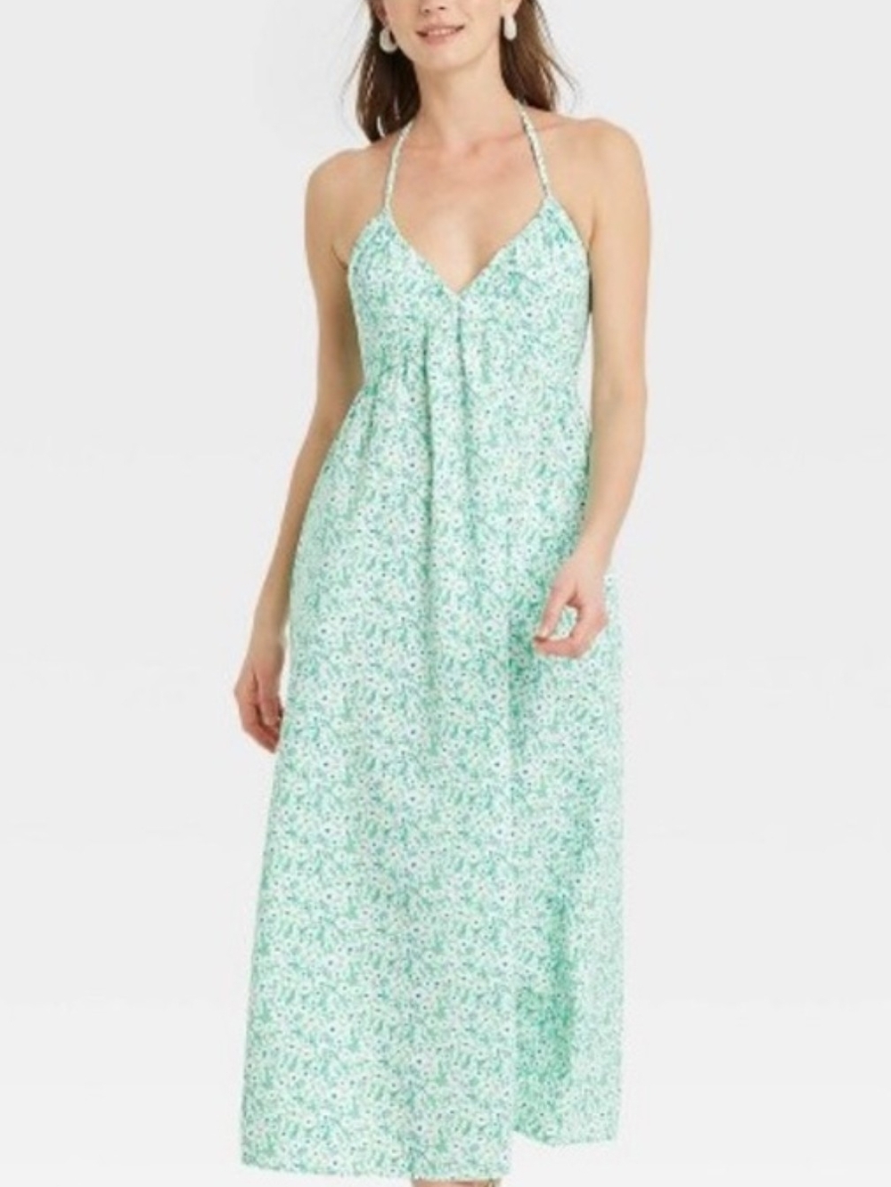 Universal Thread Green and Blue Floral Halter Maxi